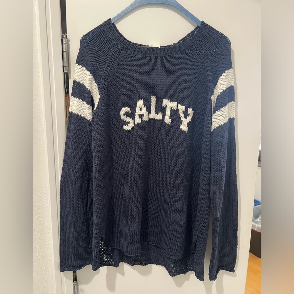 Salty Wooden Ships Blue Sweater